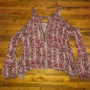 Free People Beaded Cold Shoulder Shirt